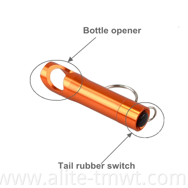 High Quality Mini Colorful Bottle Opener Keychain And 3 LED Torch Flashlight